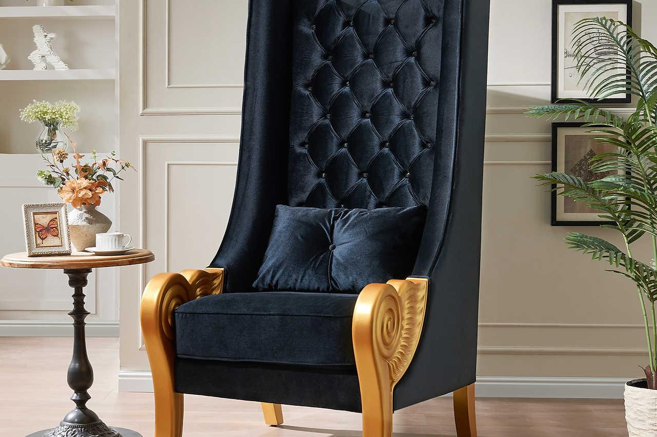 Throne Black 62.5" Tall Accent Chair - Image 1