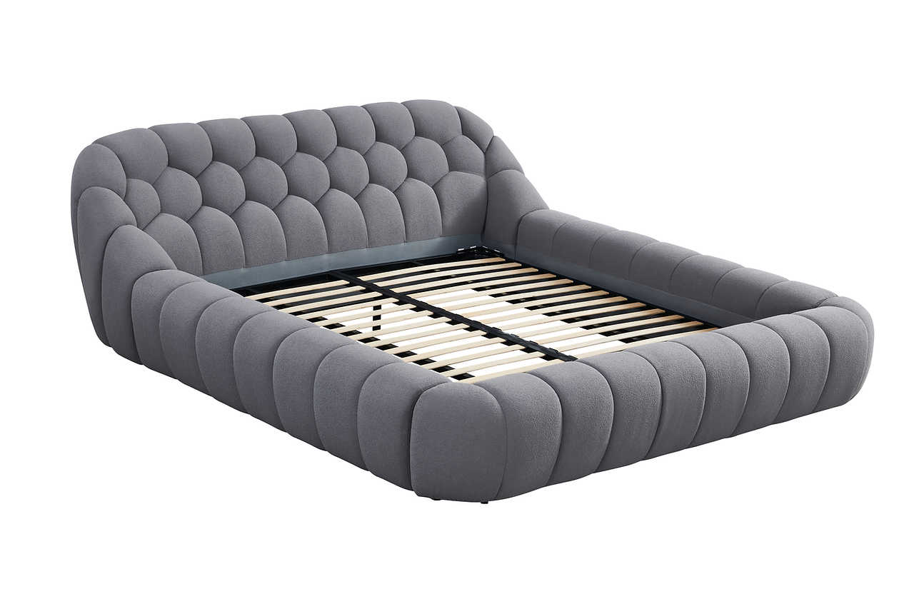 Bubbles Gray Upholstered Platform Queen Bed - Image 2