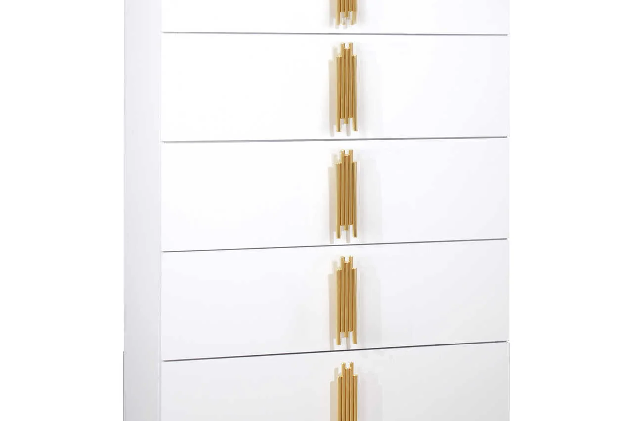 Glamor White Velvet Upholstered Sleigh Panel Bedroom Set - Image 3