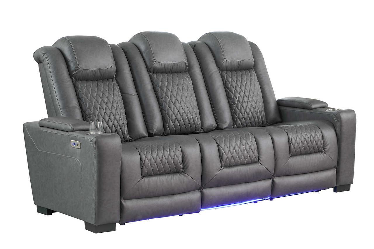 Ash Grey Microfiber 3-Piece Power Reclining Set - Image 3