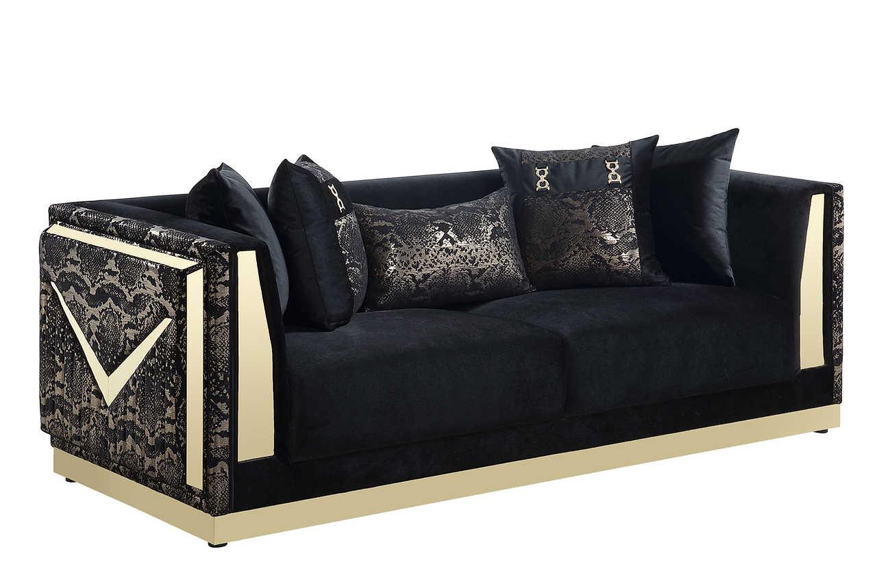 Monaco Black Velvet Living Room Set - Image 2