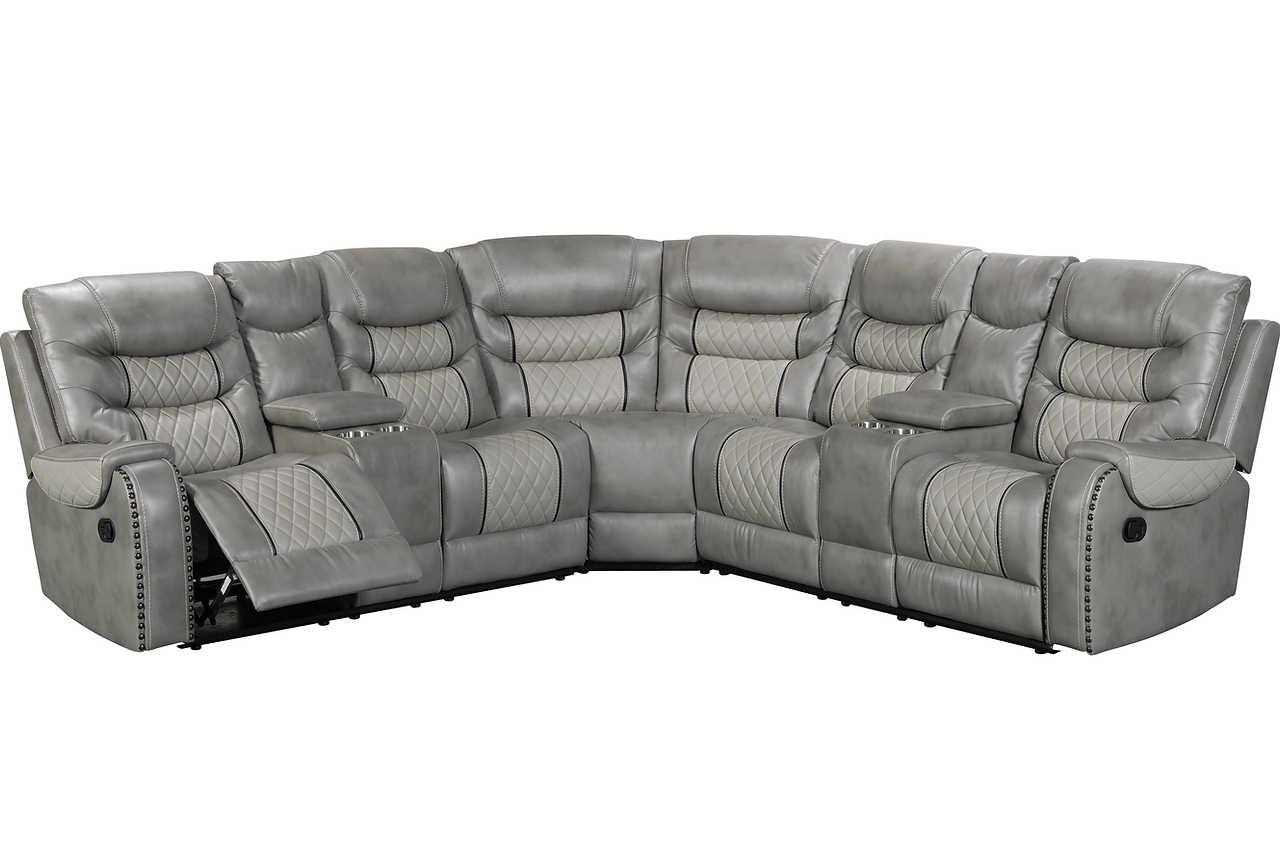 Phoenix II Grey Upholstered Reclining Sectional - Image 2