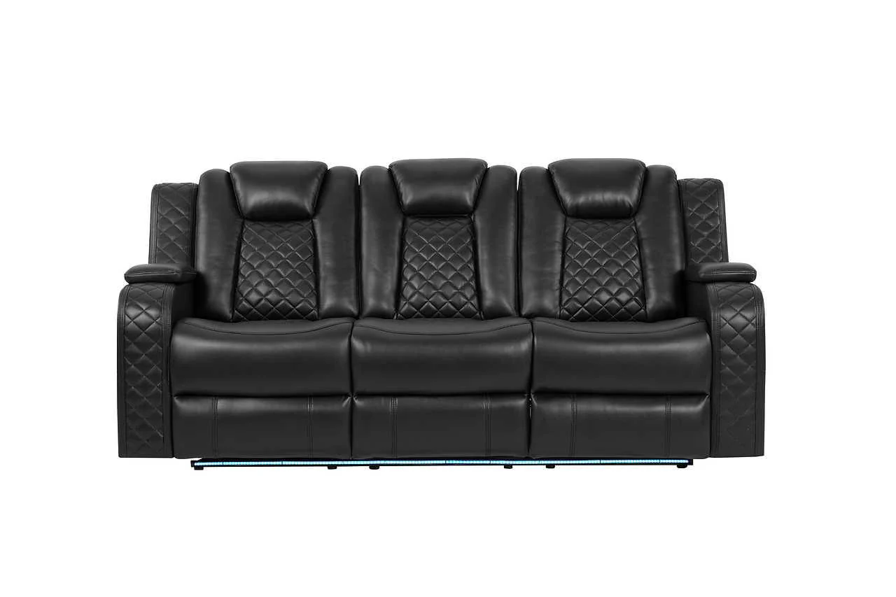 Eclipse Black Air Leather 3-Piece Power Reclining Set - Image 2