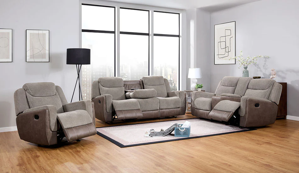 Nisa Brown Chenille Reclining Set - Image 1