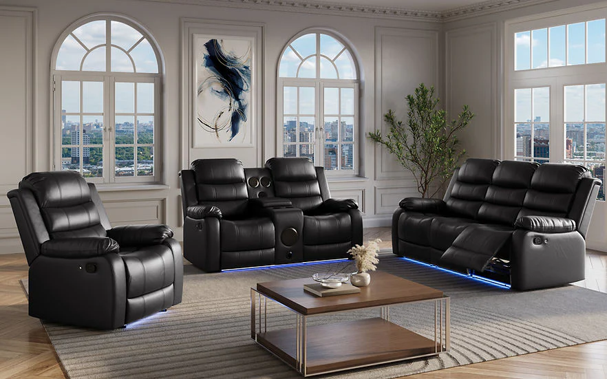 Marisol Black Air Leather Living Room Set - Image 1