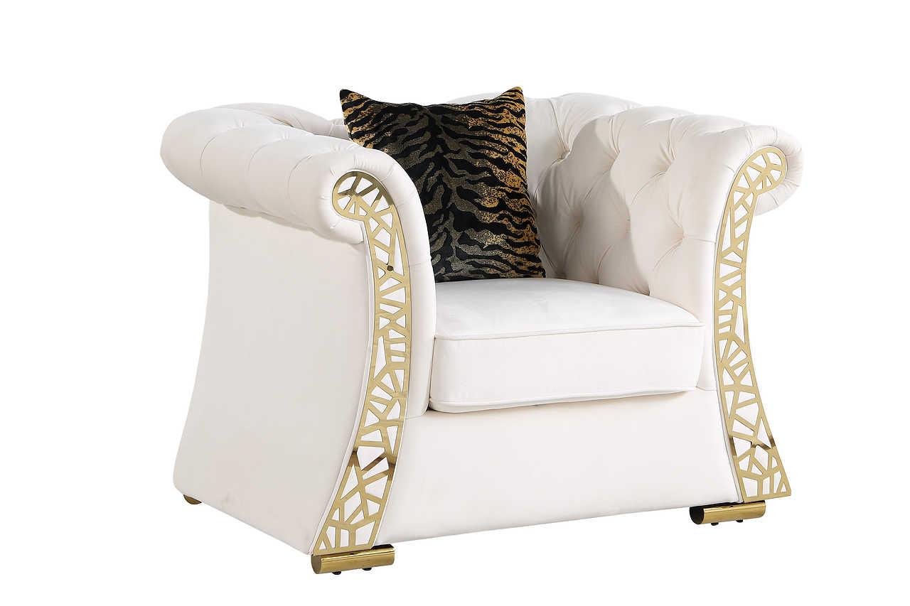 Curamo Cream Velvet Living Room Set - Image 3