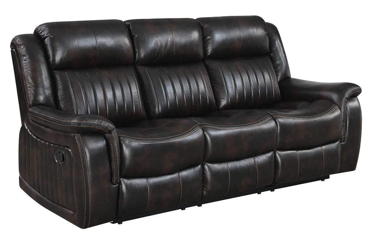 Lavon Brown Faux Leather Upholstered Reclining Set - Image 2