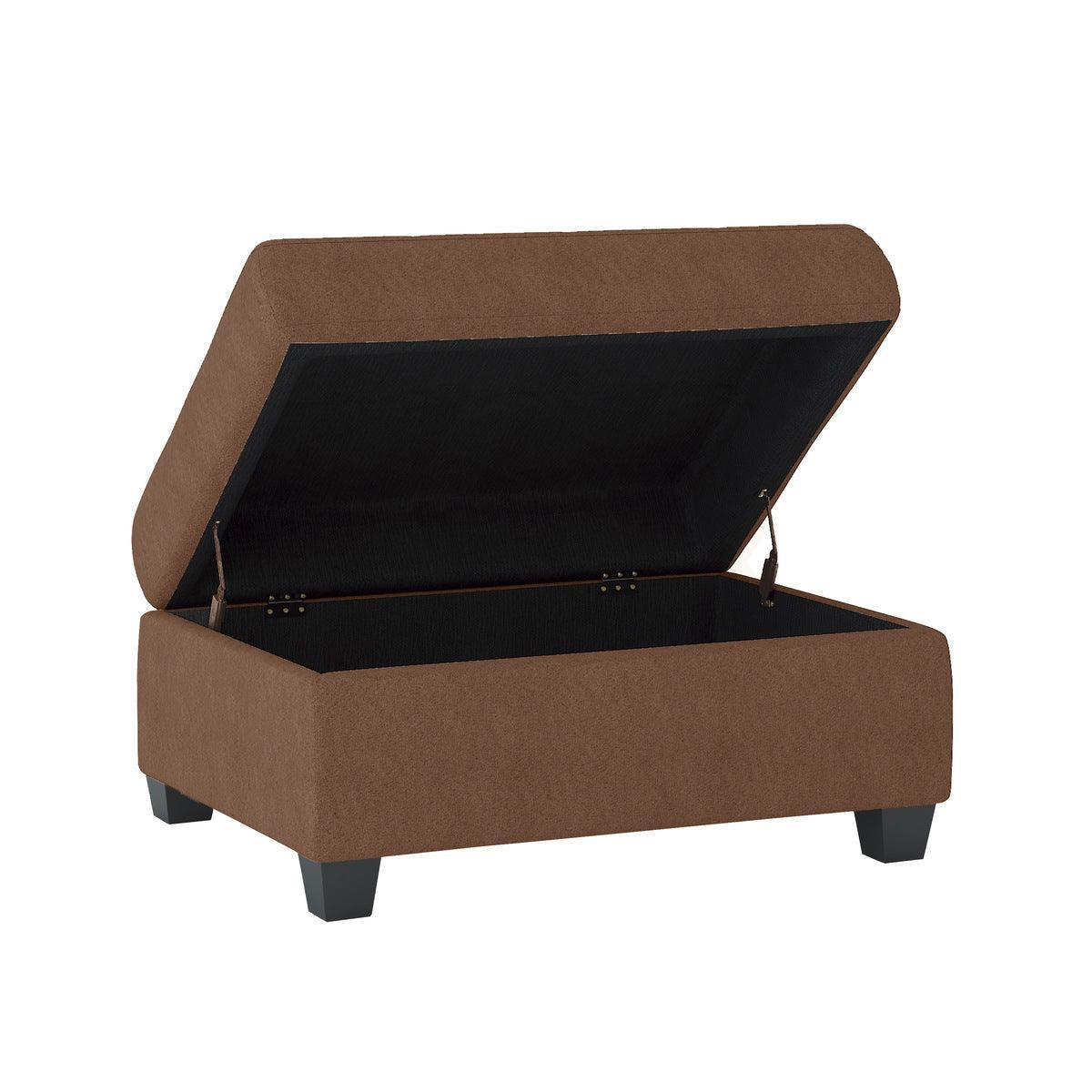 Chocolate Fabric Tufted Ottoman - Image 2