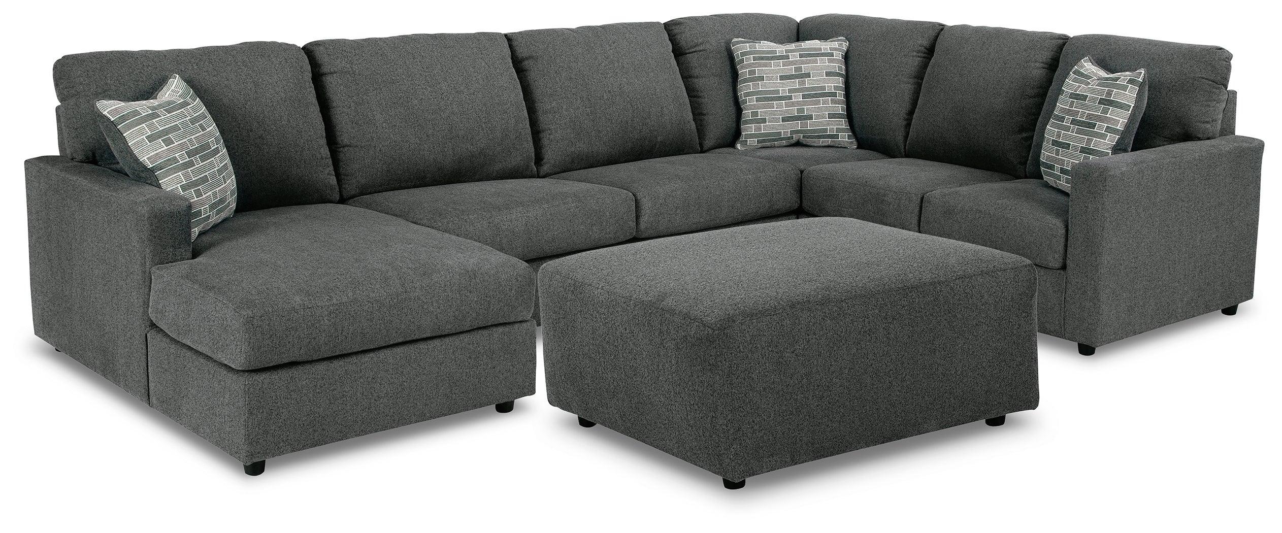 Edenfield Charcoal 3-Piece Sectional With Ottoman - Image 2