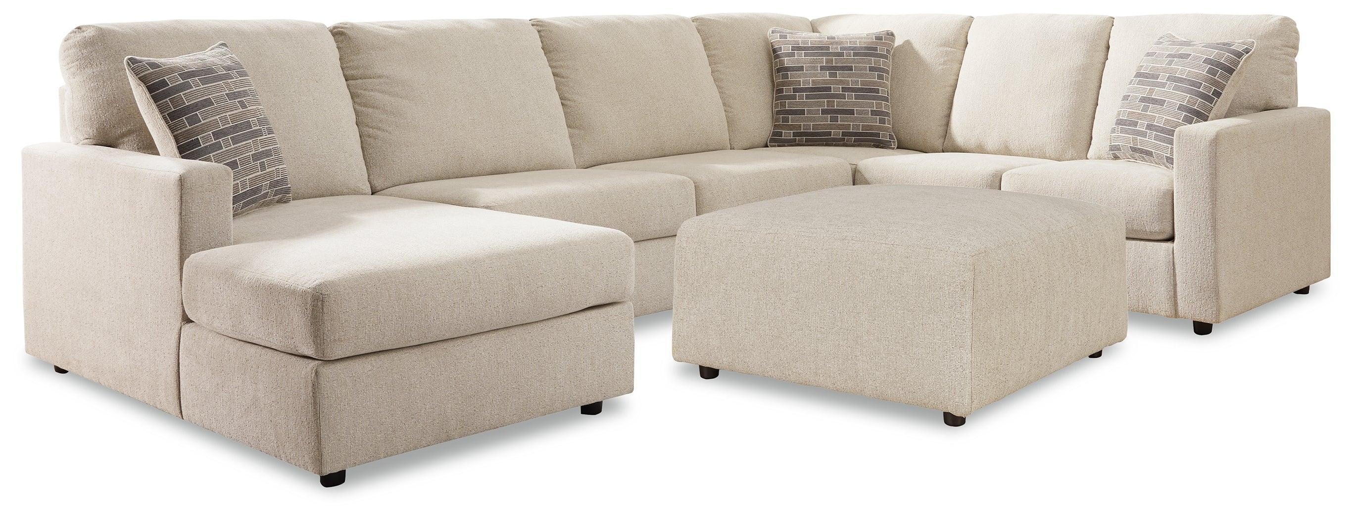 Edenfield Linen 3-Piece Sectional With Ottoman - Image 2