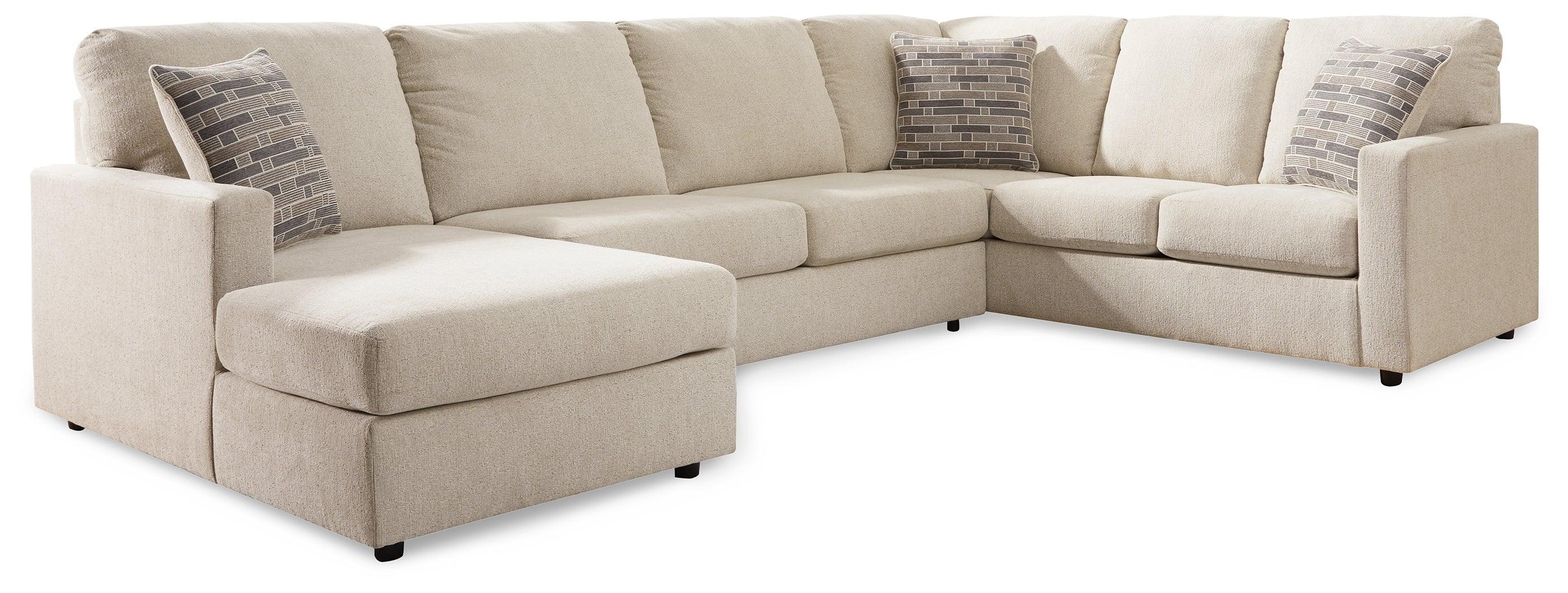 Edenfield Linen 3-Piece Sectional With Ottoman - Image 3