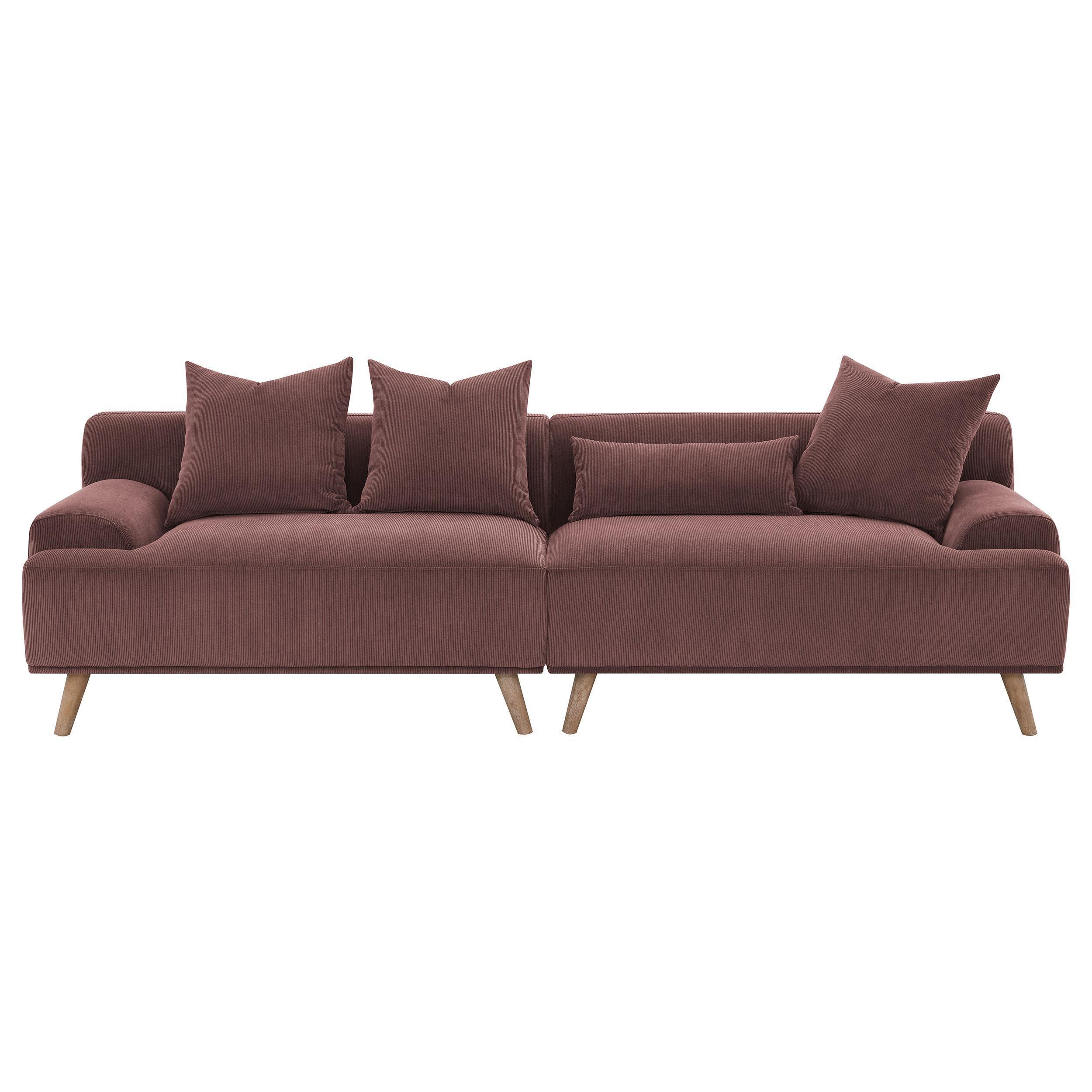 Elizabeth Corduroy Upholstered Extra Long Sofa Wine Red - Image 2