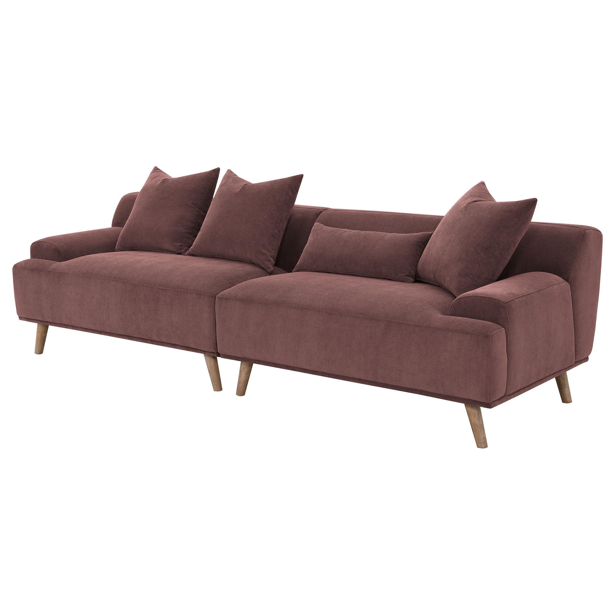 Elizabeth Corduroy Upholstered Extra Long Sofa Wine Red - Image 3
