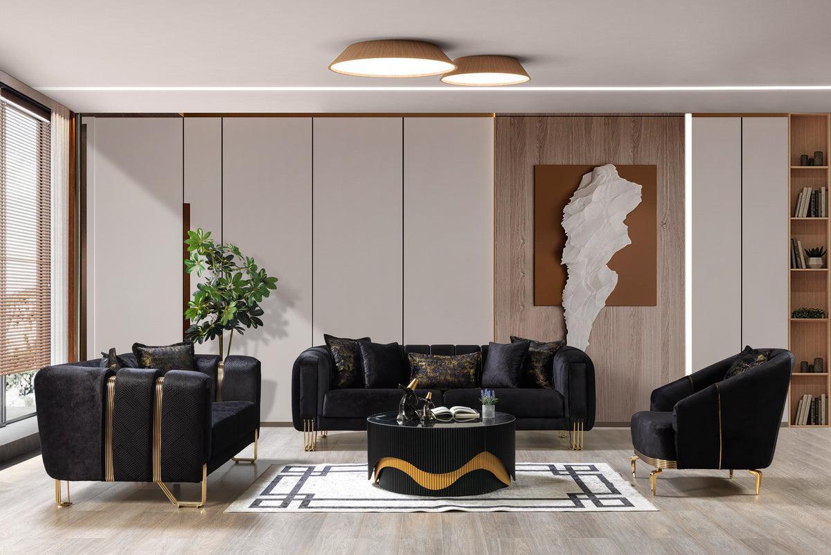 Ella Black Velvet Sofa & Loveseat - Image 1