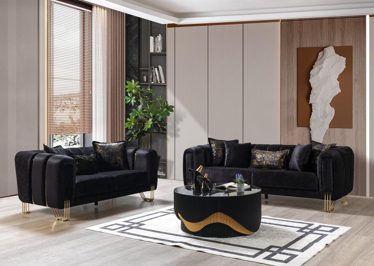 Ella Black Velvet Sofa & Loveseat - Image 2