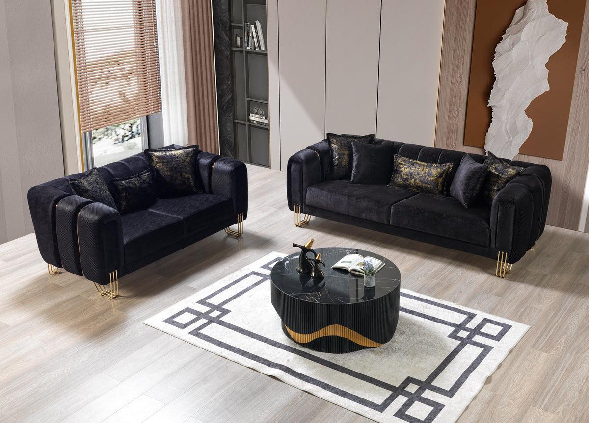 Ella Black Velvet Sofa & Loveseat - Image 3