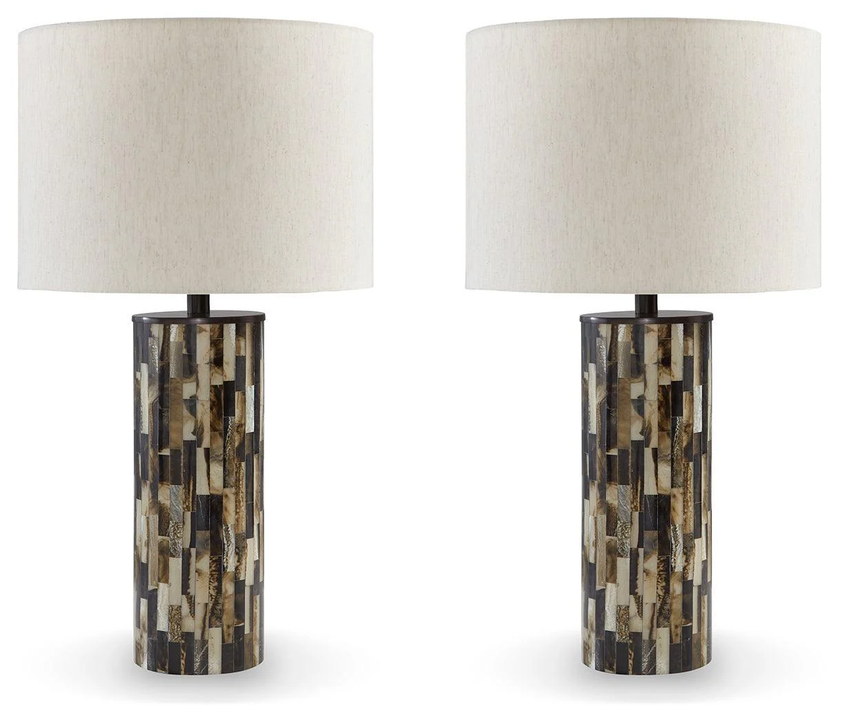 Ellford Black Brown Cream 2-Piece Table Lamp Set - Image 2