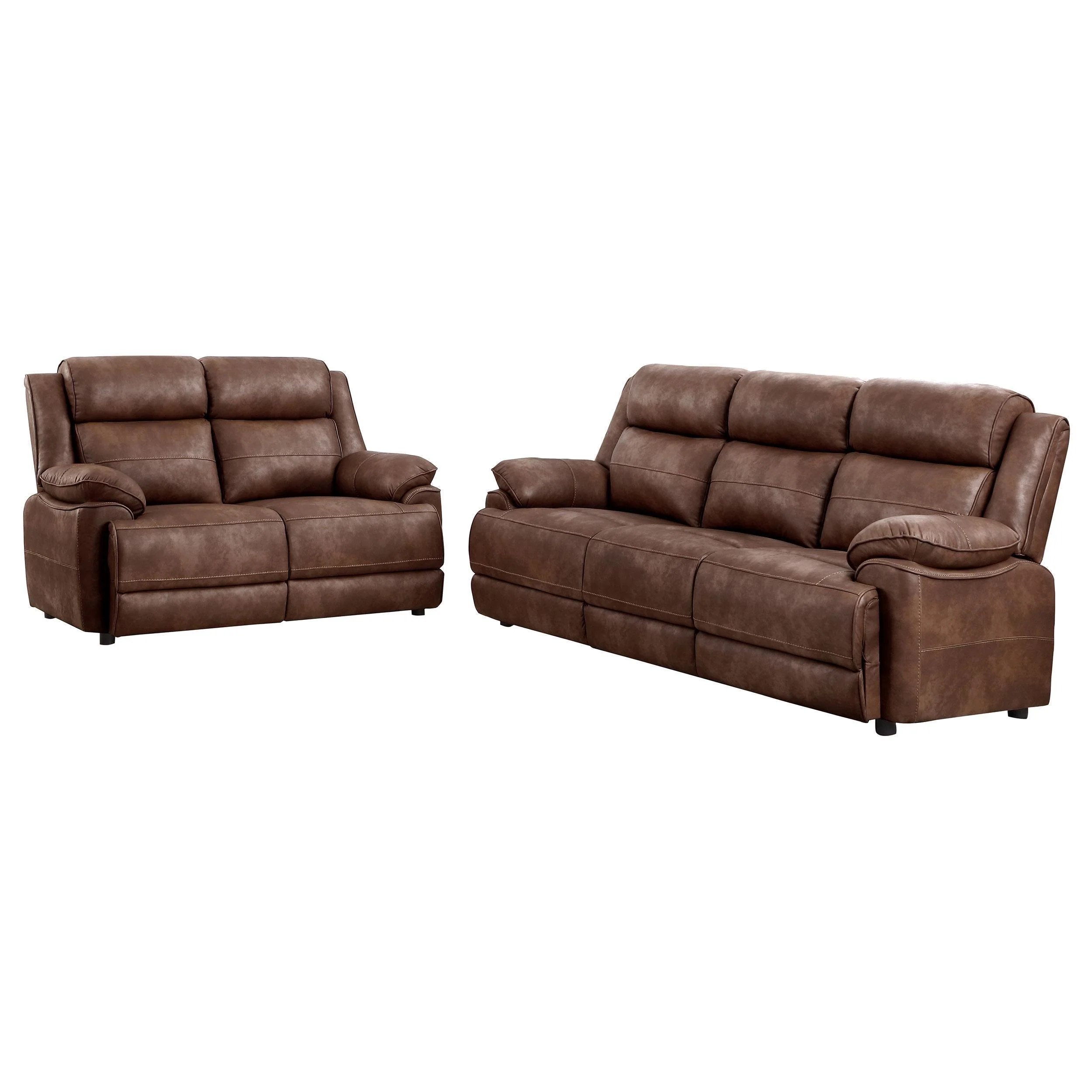 Ellington 2-Piece Upholstered Padded Arm Sofa Set Dark Brown - Image 2