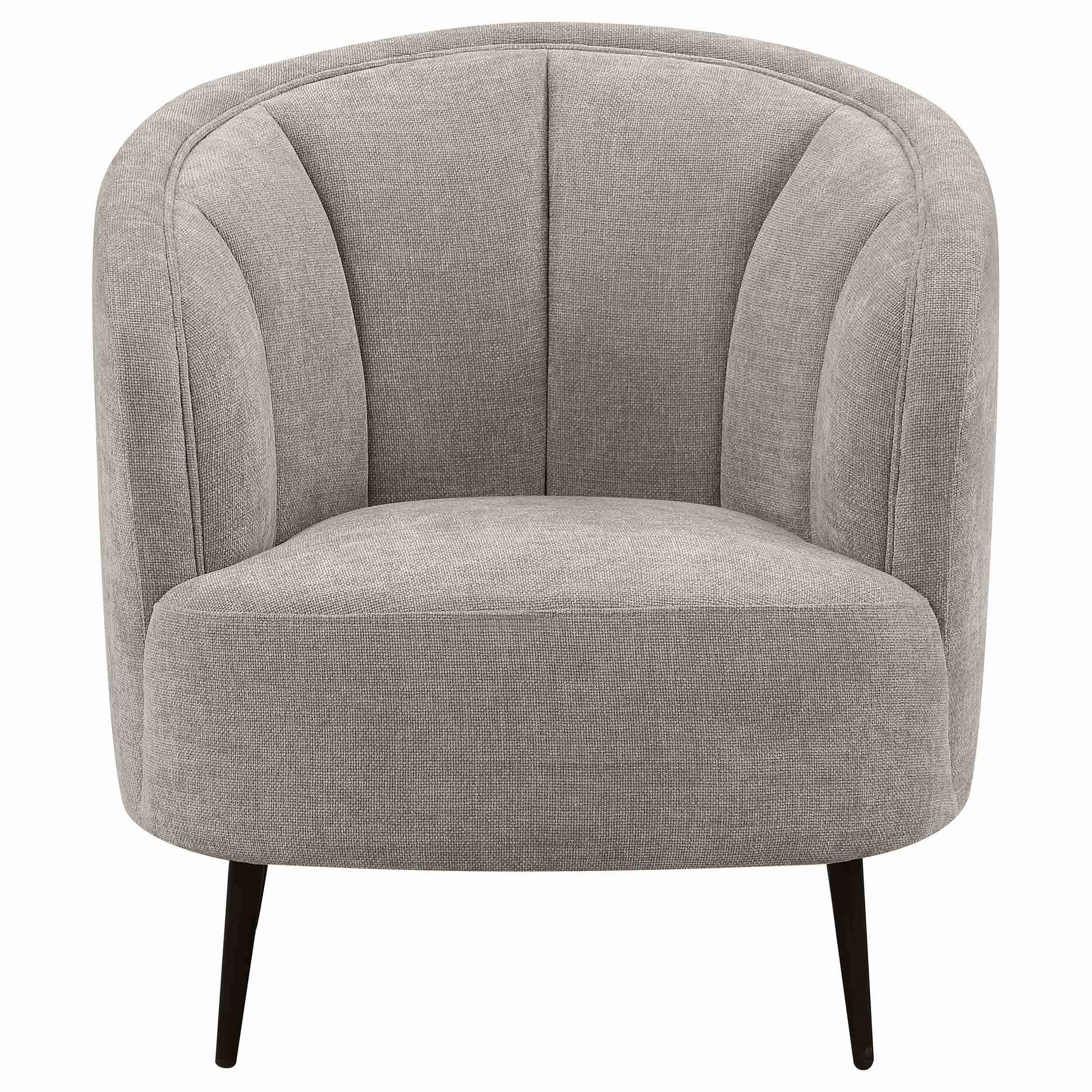 Ellorie Upholstered Channel Back Curved Chair Beige - Image 2