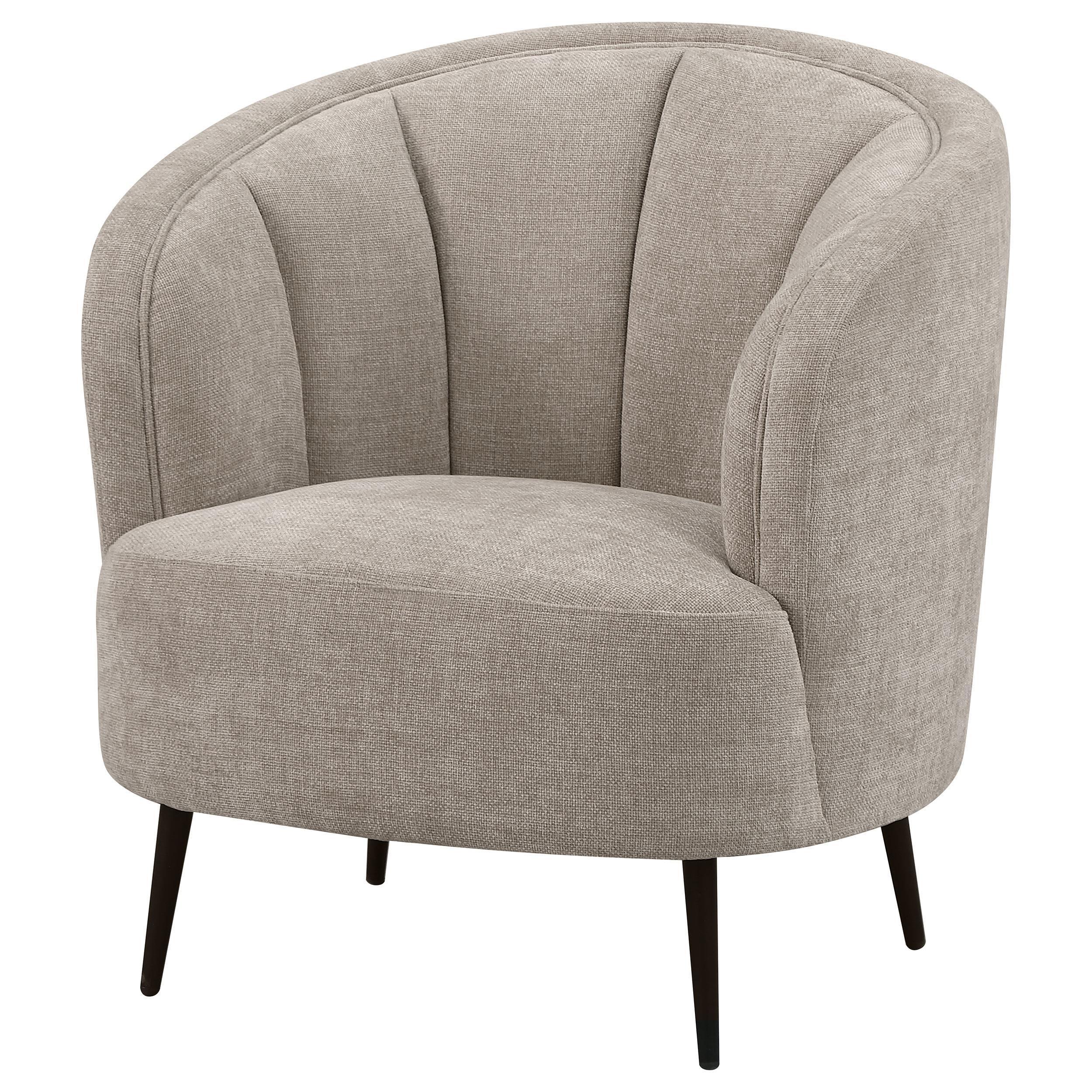 Ellorie Upholstered Channel Back Curved Chair Beige - Image 3