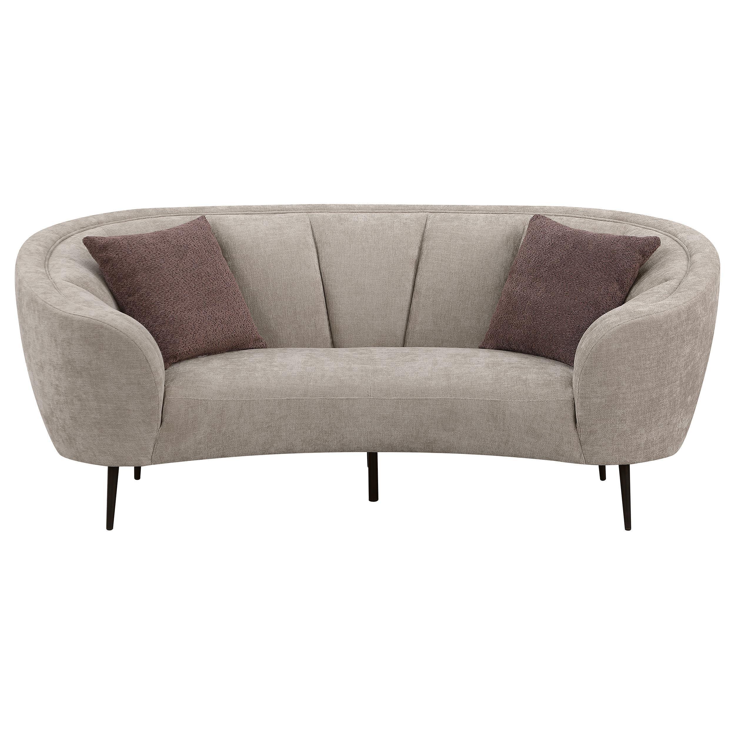Ellorie Upholstered Channel Back Curved Loveseat Beige - Image 2