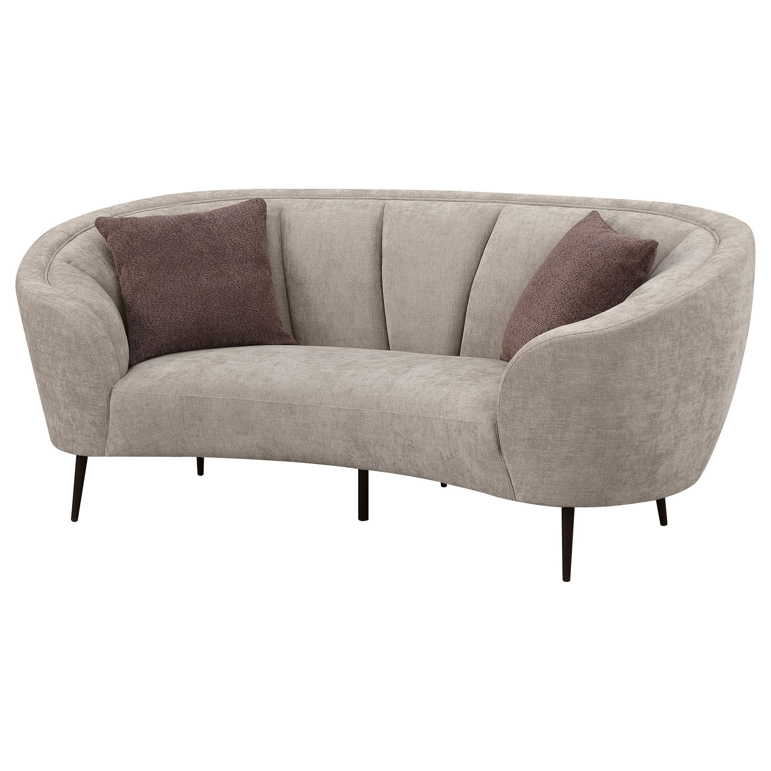 Ellorie Upholstered Channel Back Curved Loveseat Beige - Image 3