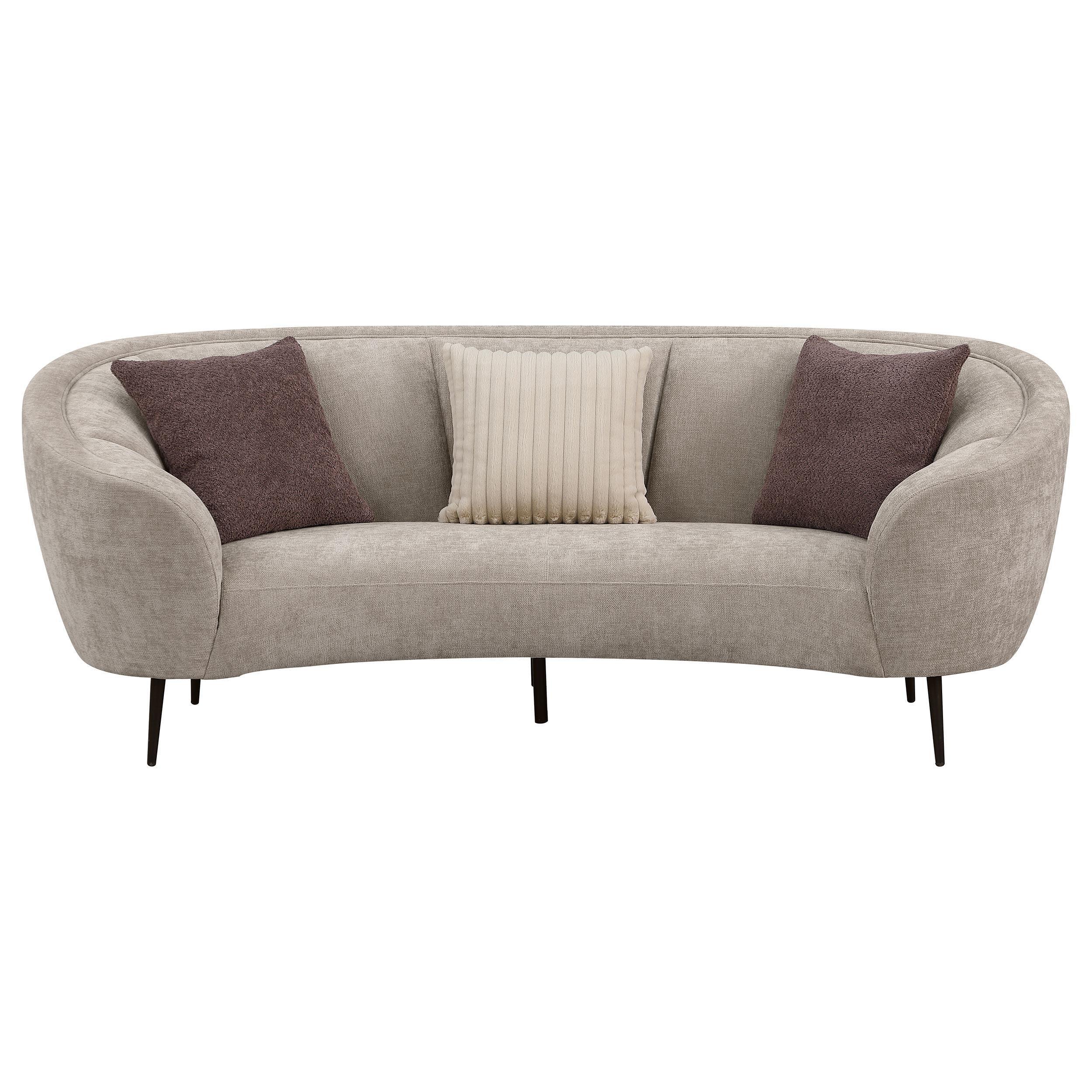 Ellorie Upholstered Channel Back Curved Sofa Beige - Image 2
