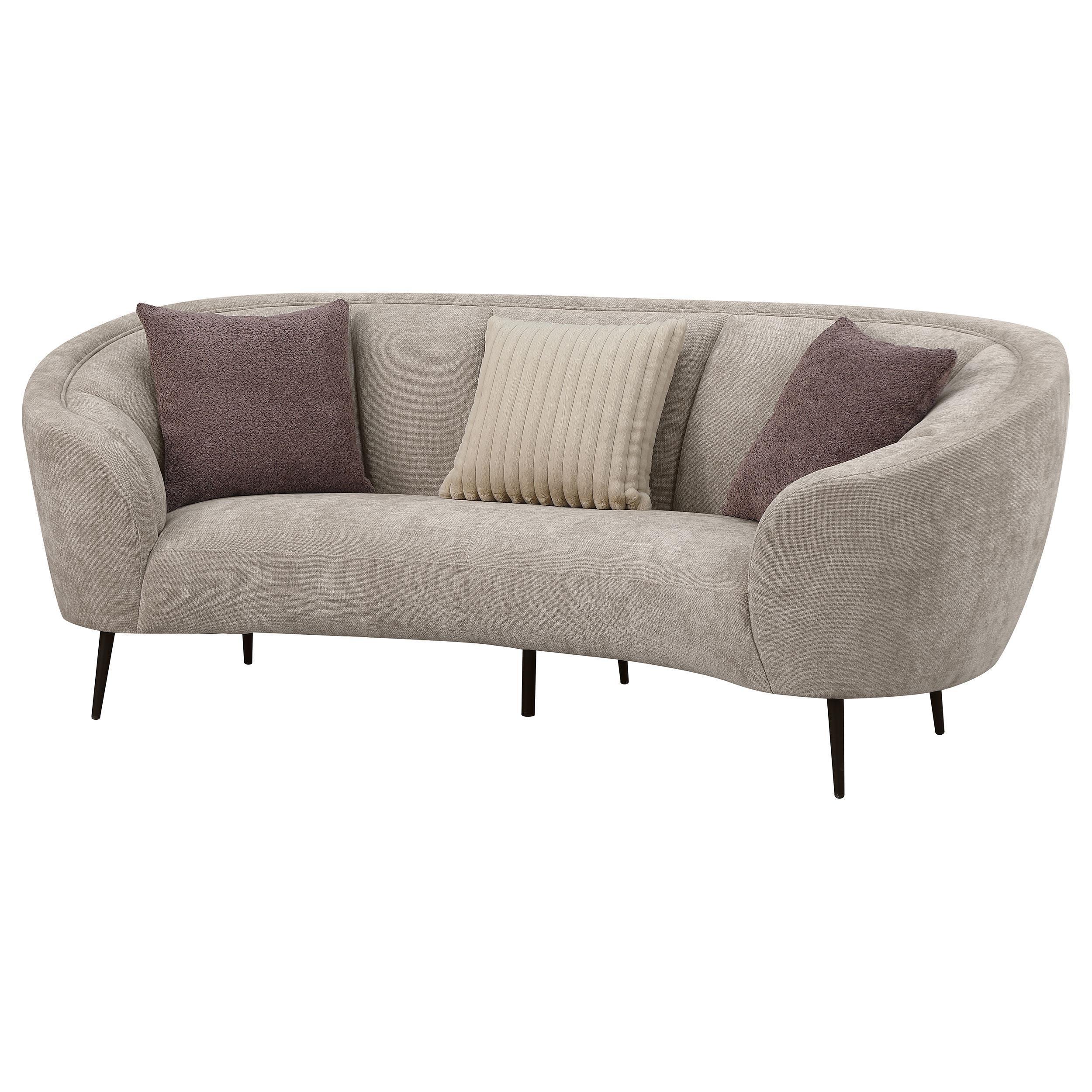 Ellorie Upholstered Channel Back Curved Sofa Beige - Image 3