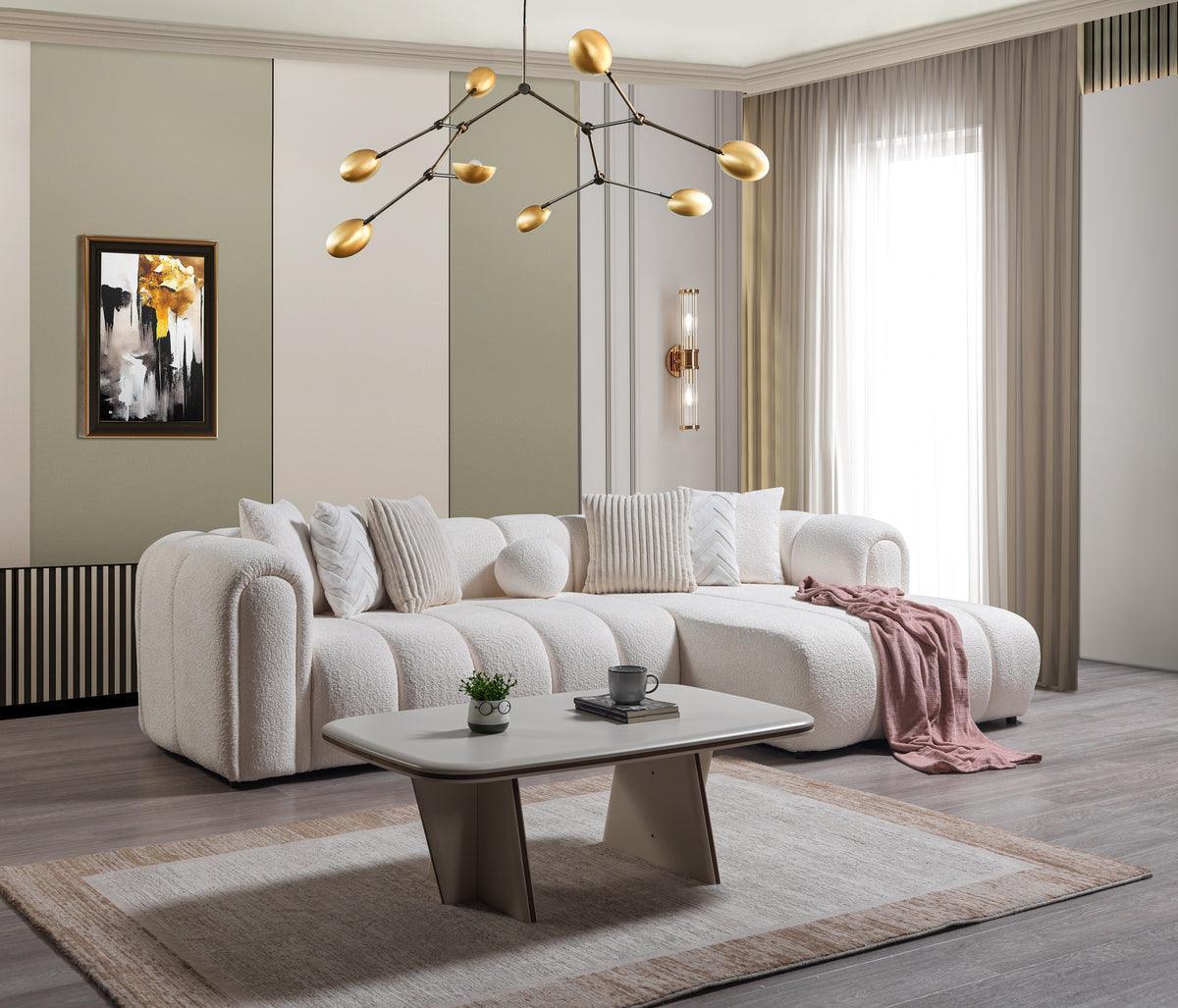 Elly Ivory Boucle Raf Sectional - Image 1