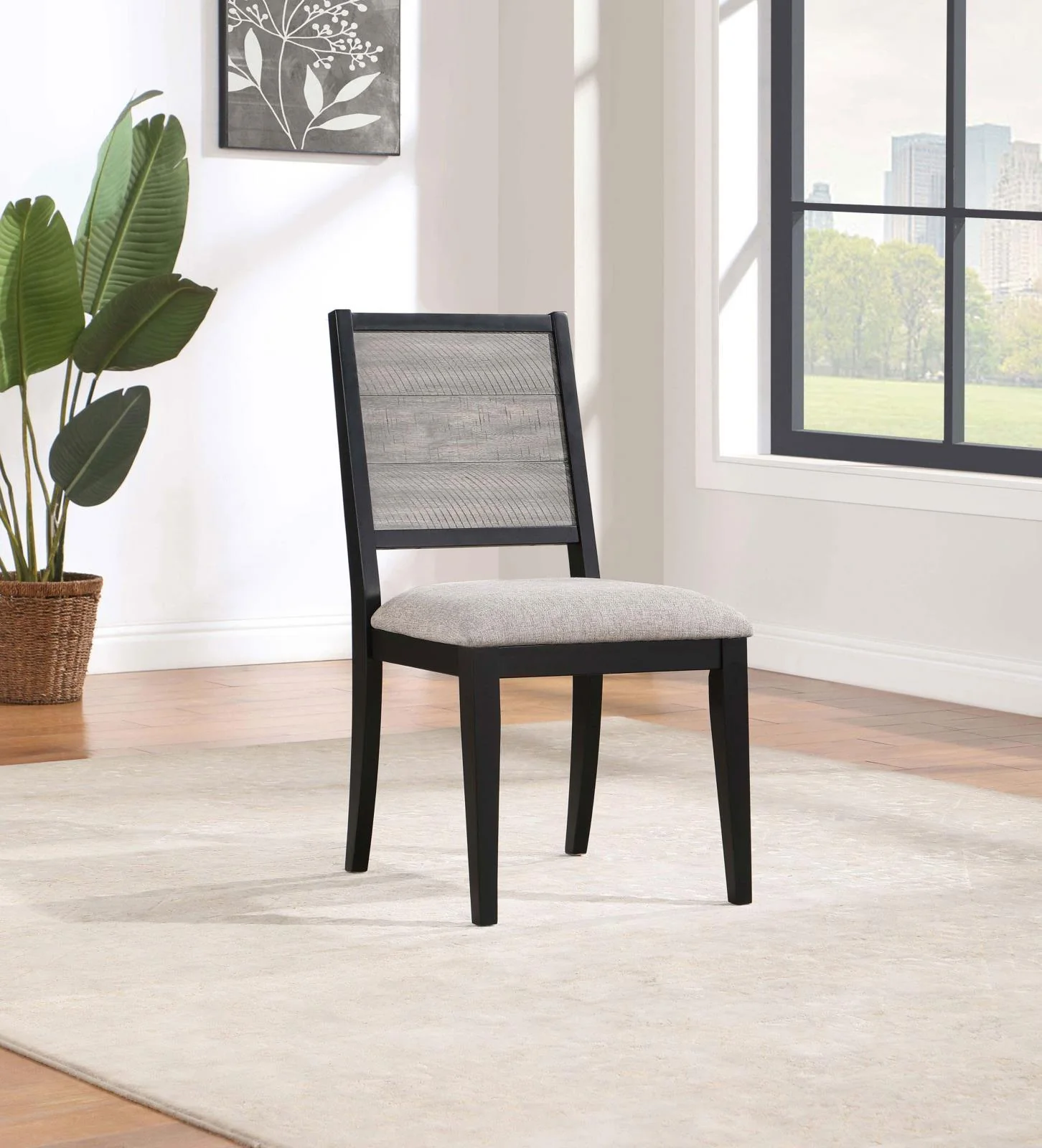Elodie Upholstered Padded Seat Dining Side Chair Dove Gray Black (Set of 2) - Image 2