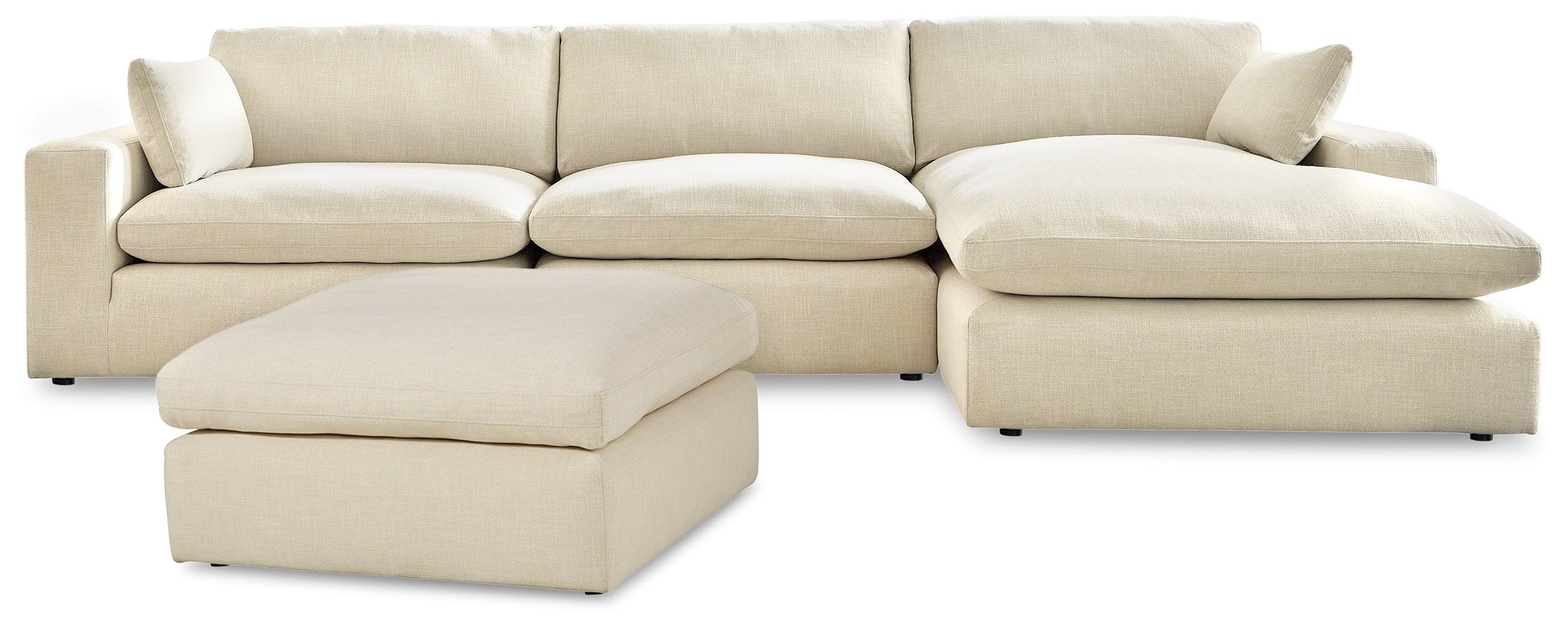 Elyza Linen 3-Piece Sectional With Ottoman - Image 2