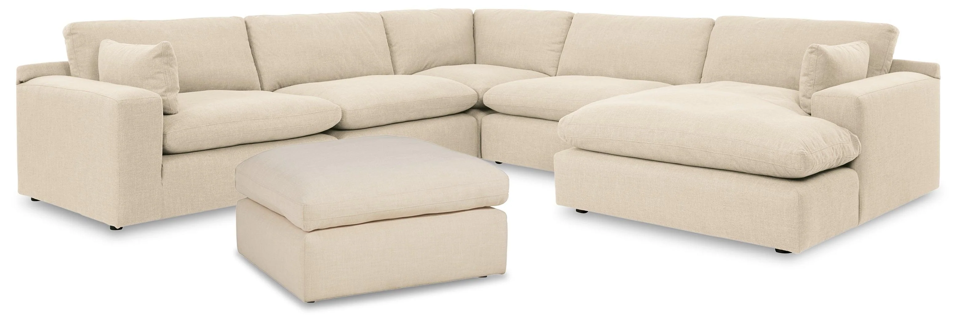Elyza Linen 5-Piece Sectional With Ottoman - Image 2
