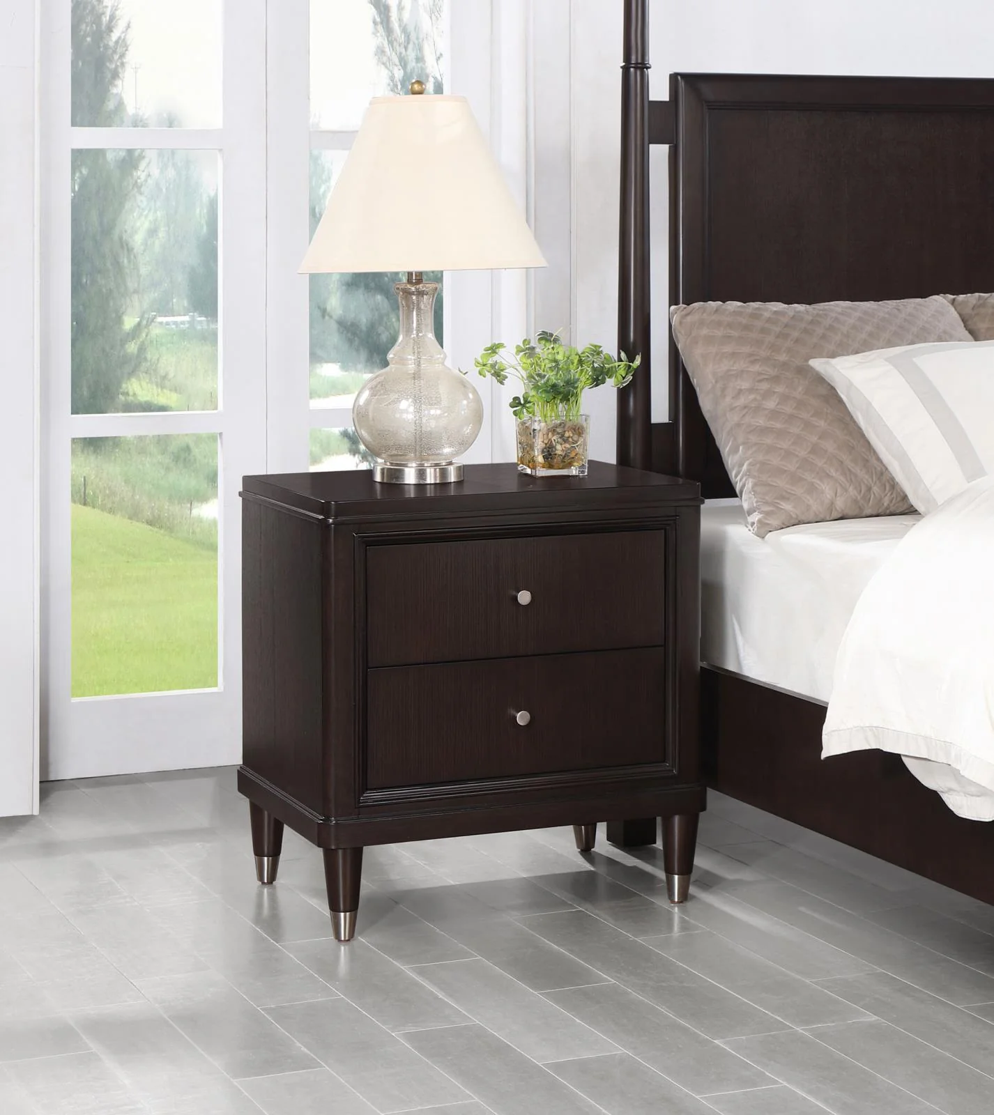 Emberlyn 2 Drawer Nightstand Bedide Table Brown - Image 2