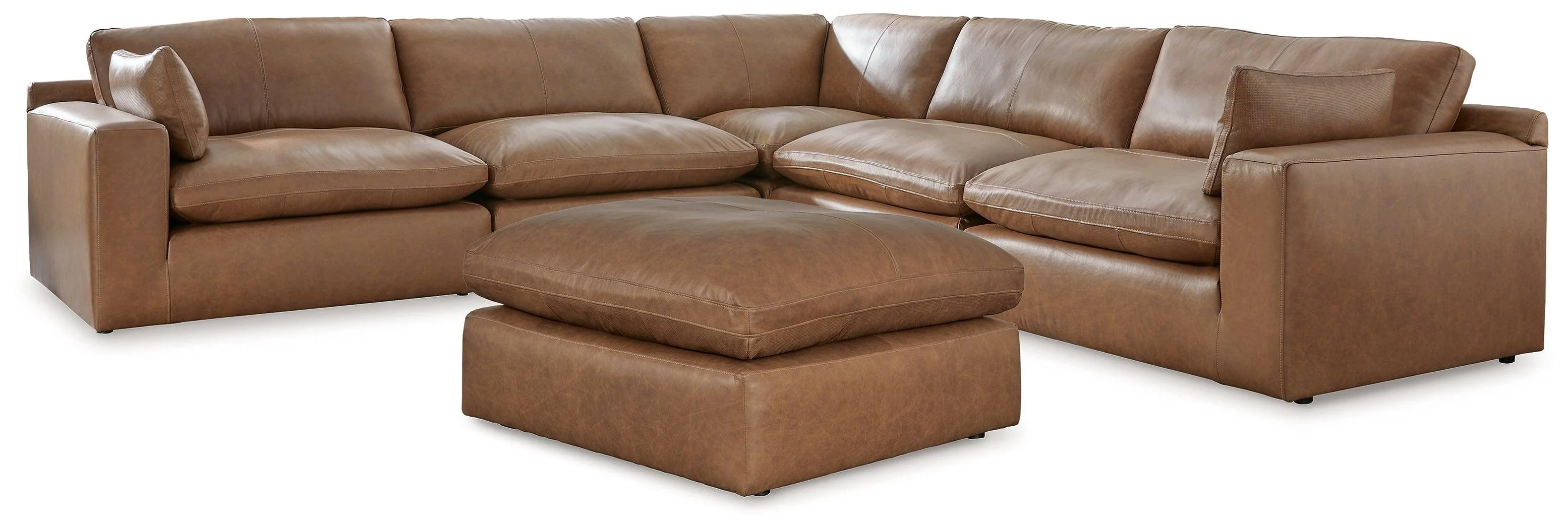 Emilia Caramel 5-Piece Sectional With Ottoman - Image 2