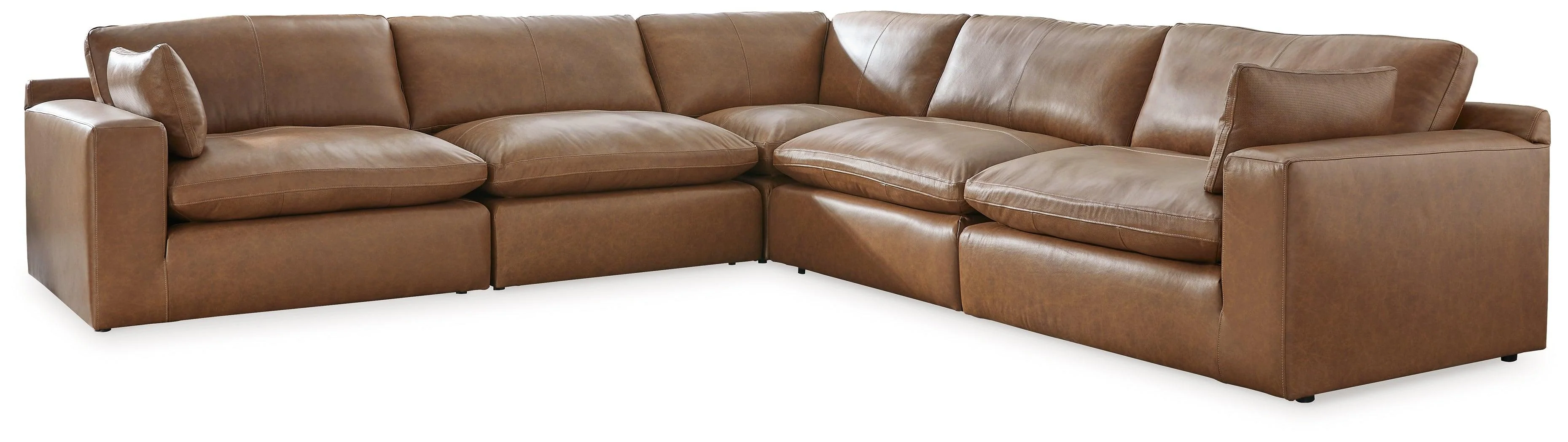 Emilia Caramel 5-Piece Sectional With Ottoman - Image 3