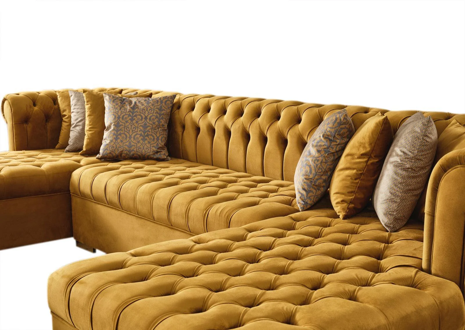Emma Mustard Velvet Double Chaise Sectional - Image 2