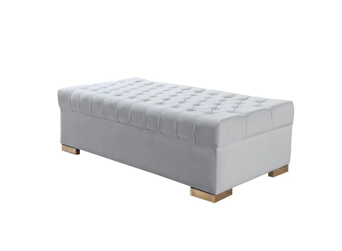 Emma Pearl Velvet Rectangle Ottoman - Image 1