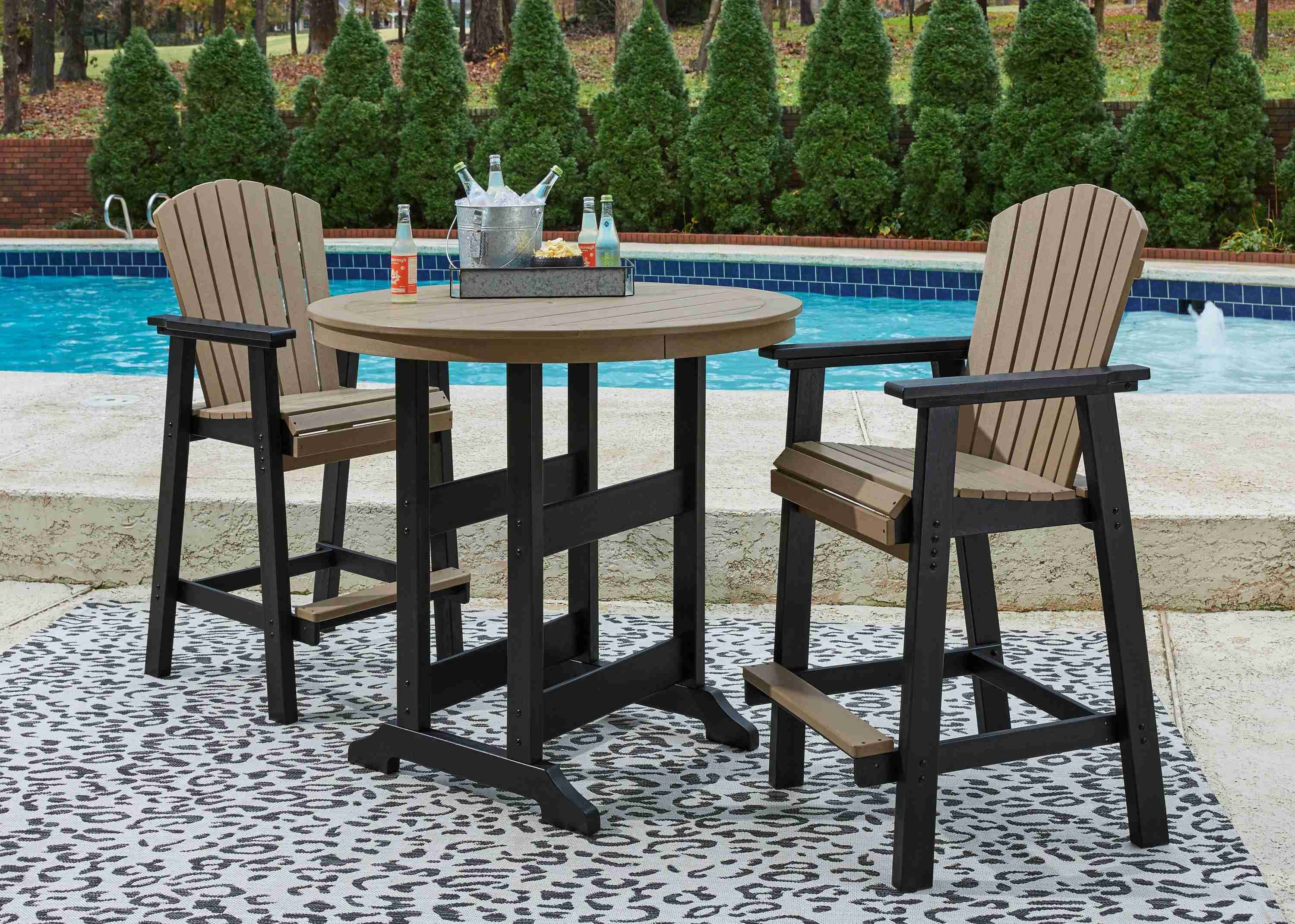 Fairen Black Driftwood Trail Outdoor Bar Table And 2 Barstools - Image 2