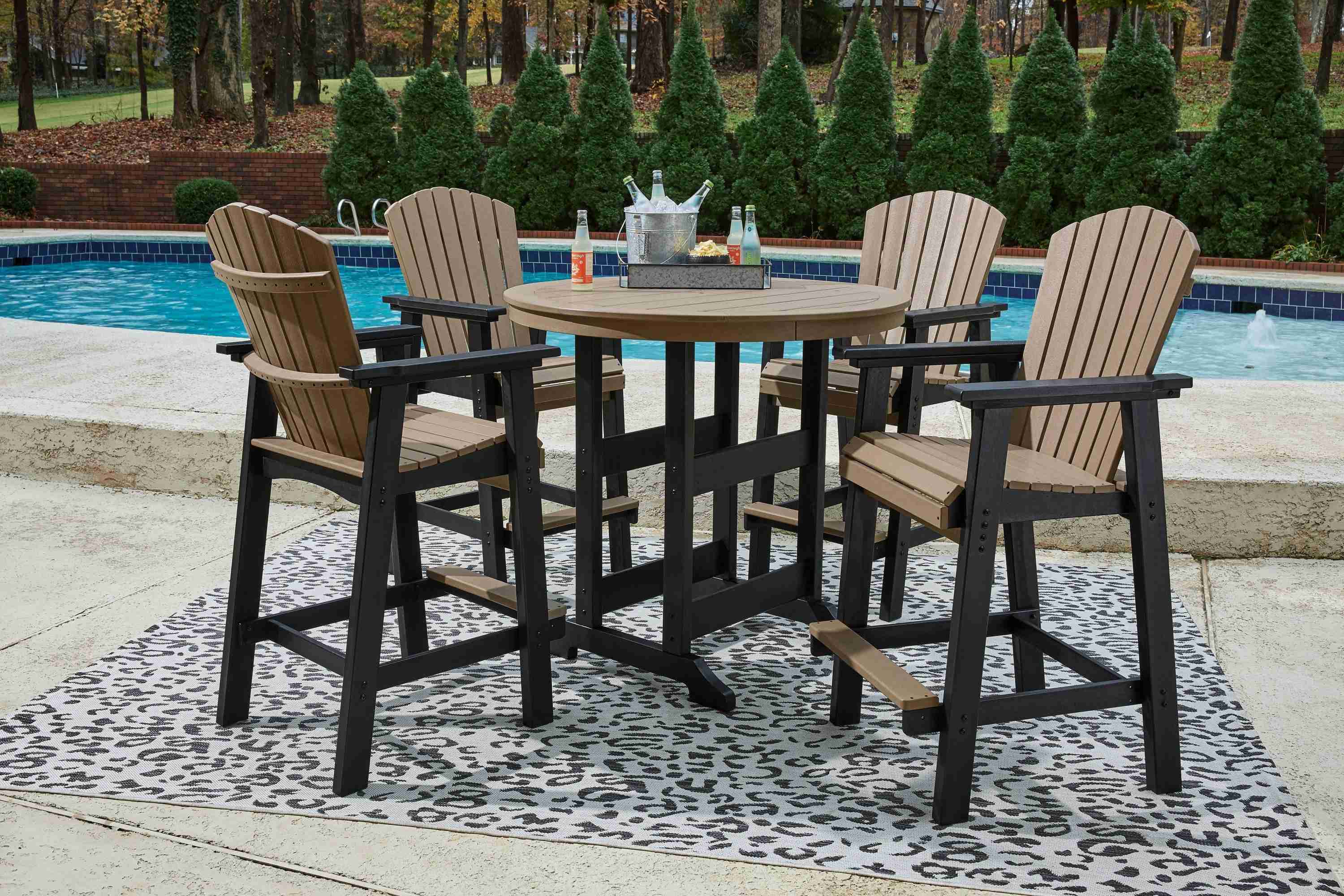 Fairen Black Driftwood Trail Outdoor Bar Table And 4 Barstools - Image 2