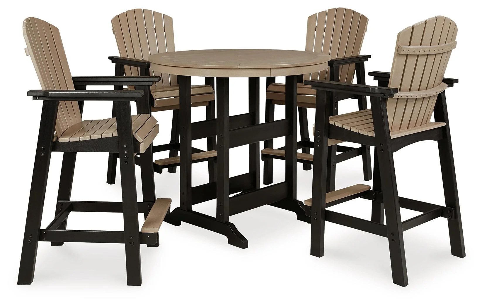 Fairen Black Driftwood Trail Outdoor Bar Table And 4 Barstools - Image 3