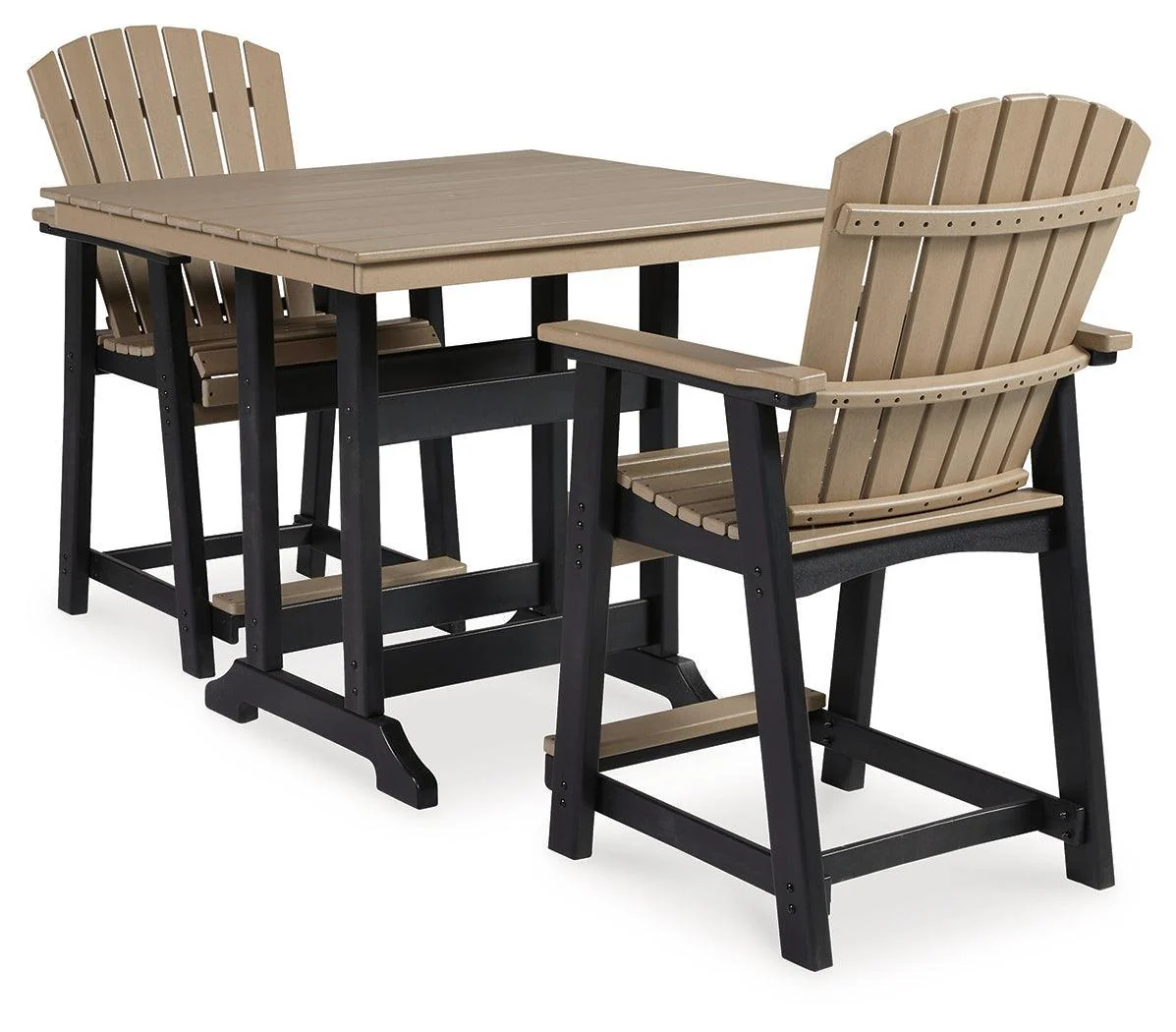Fairen Black Driftwood Trail Outdoor Counter Height Dining Table And 2 Barstools - Image 2