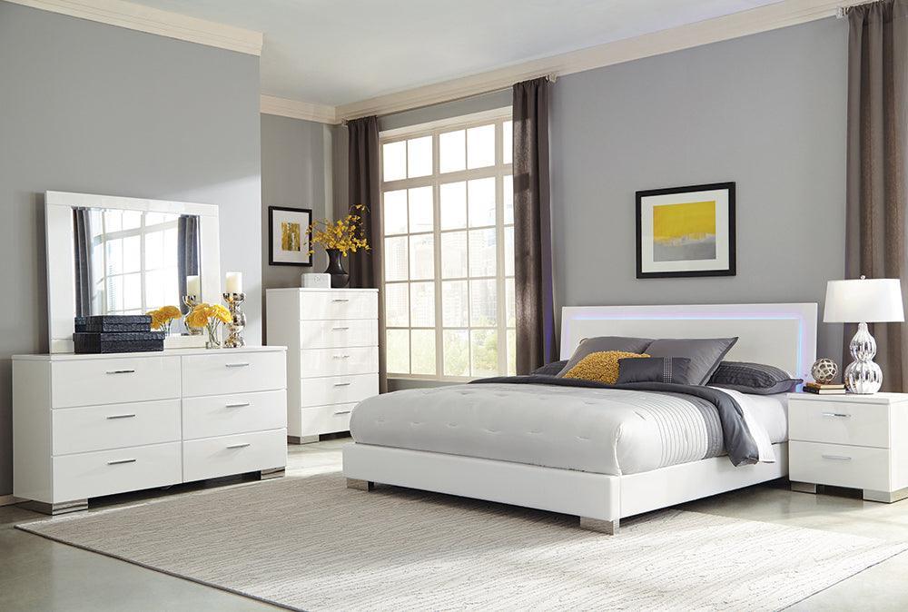 Felicity Glossy White LED Lighting Panel Bedroom Set - Image 1