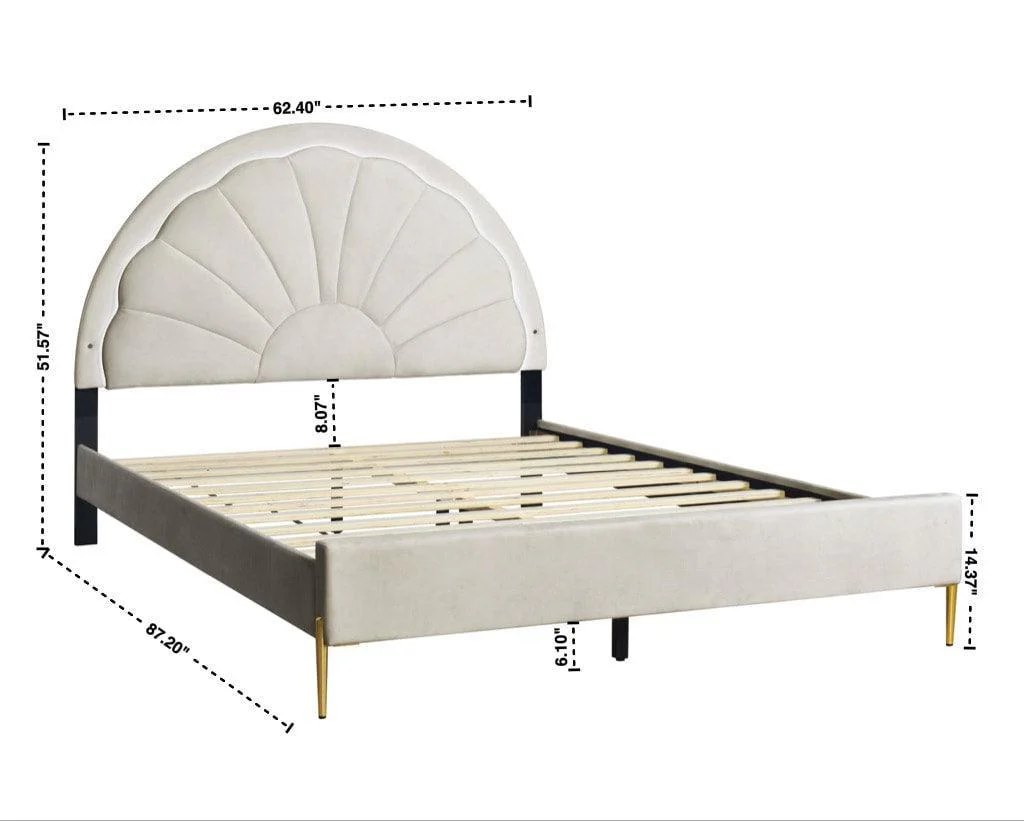 Flora Beige LED Platform Queen Bed - Image 2