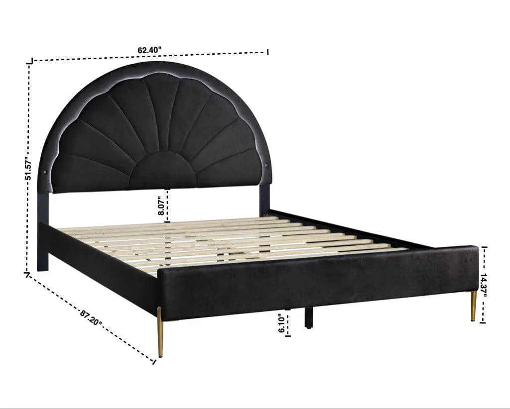 Flora Black LED Platform Queen Bed - Image 2