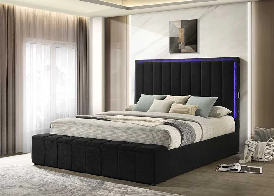 Florence Black Platform Queen Bed - Image 1