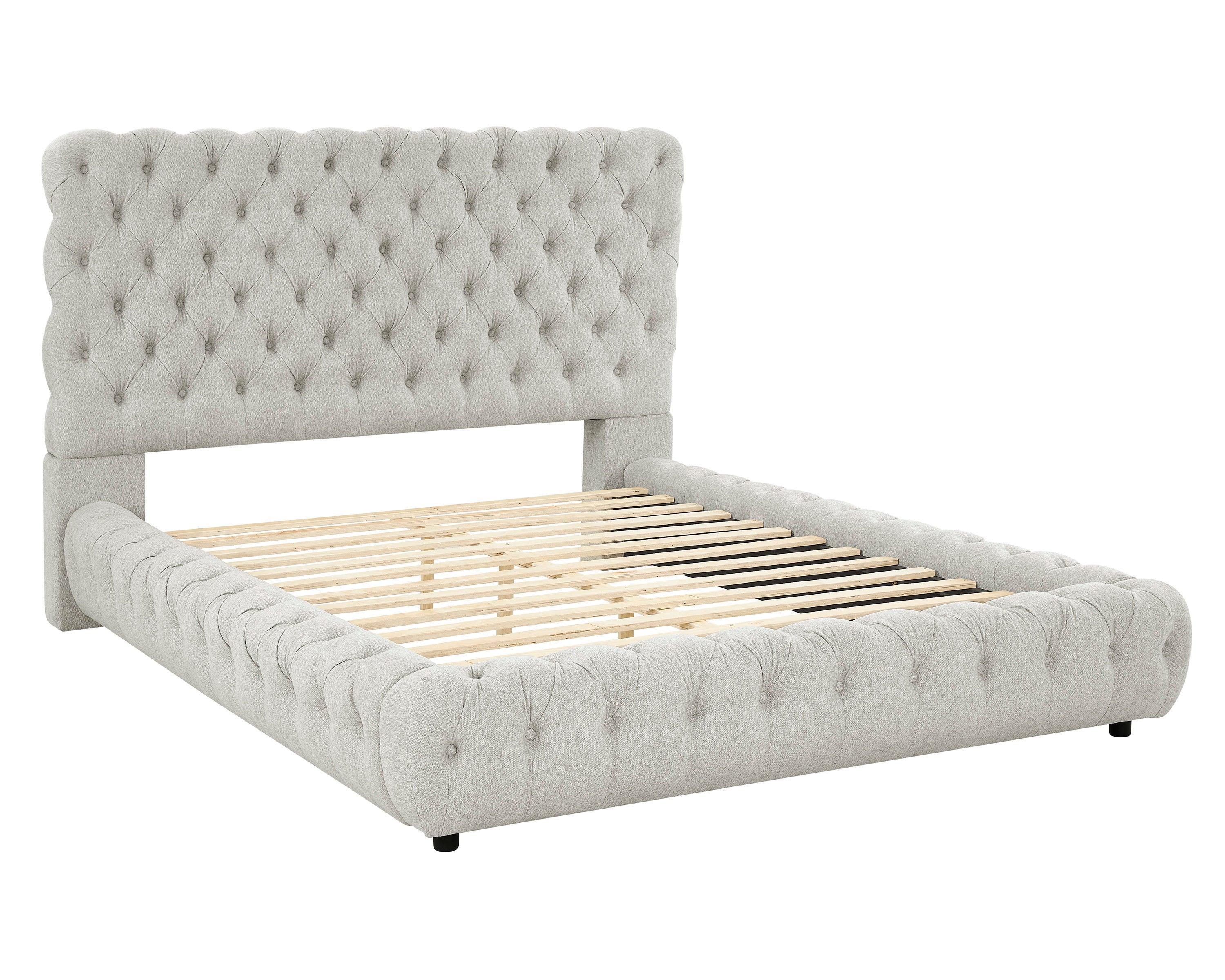 Flory Dove Gray Velvet Upholstered Tufted King Bed - Image 3