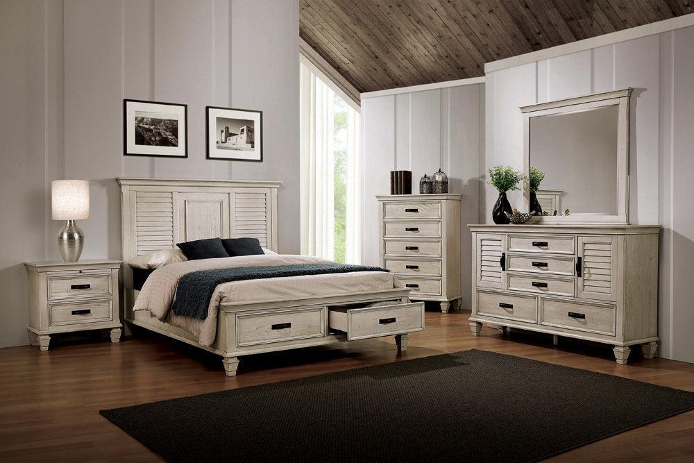 Franco Antique White Storage Platform Bedroom Set - Image 1