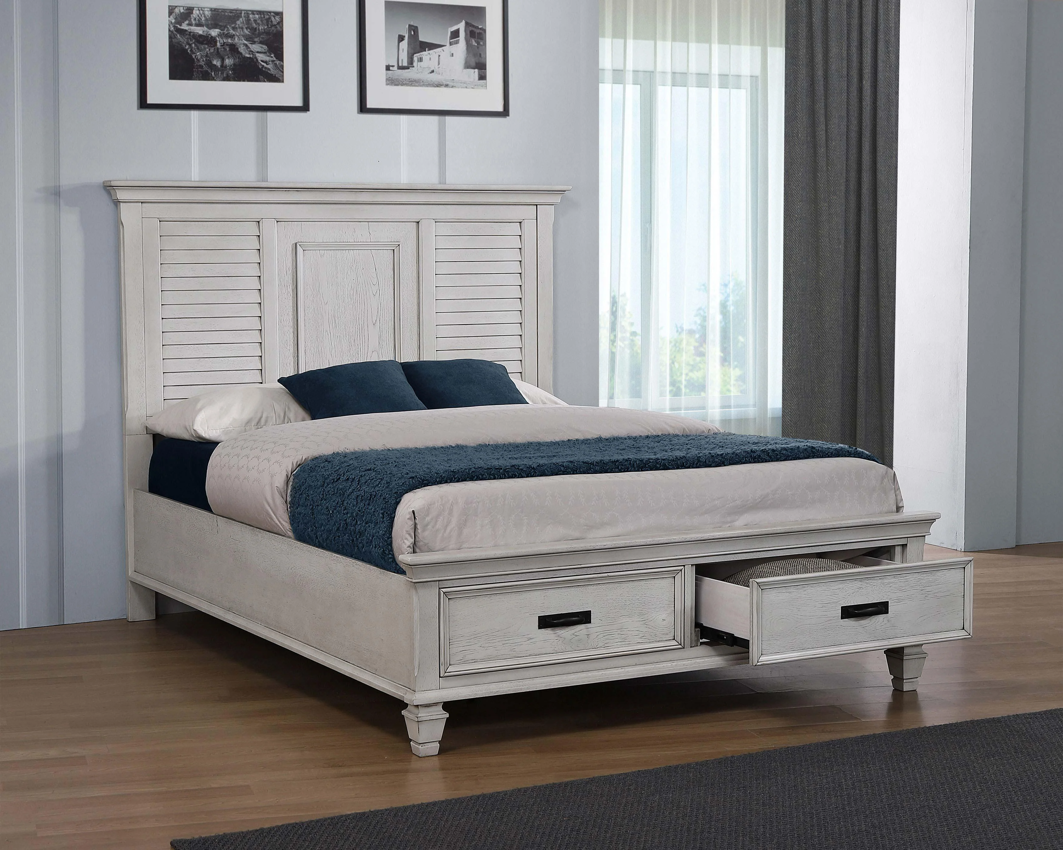Franco Antique White Storage Platform Bedroom Set - Image 2