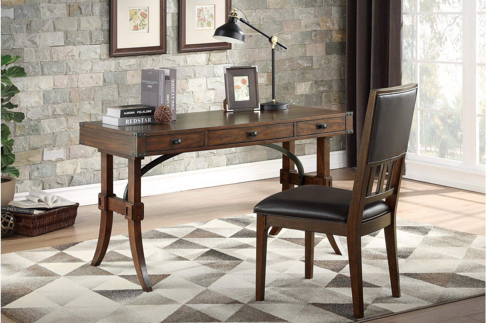 Frazier Park Brown Cherry 3 Drawers Writing Desk