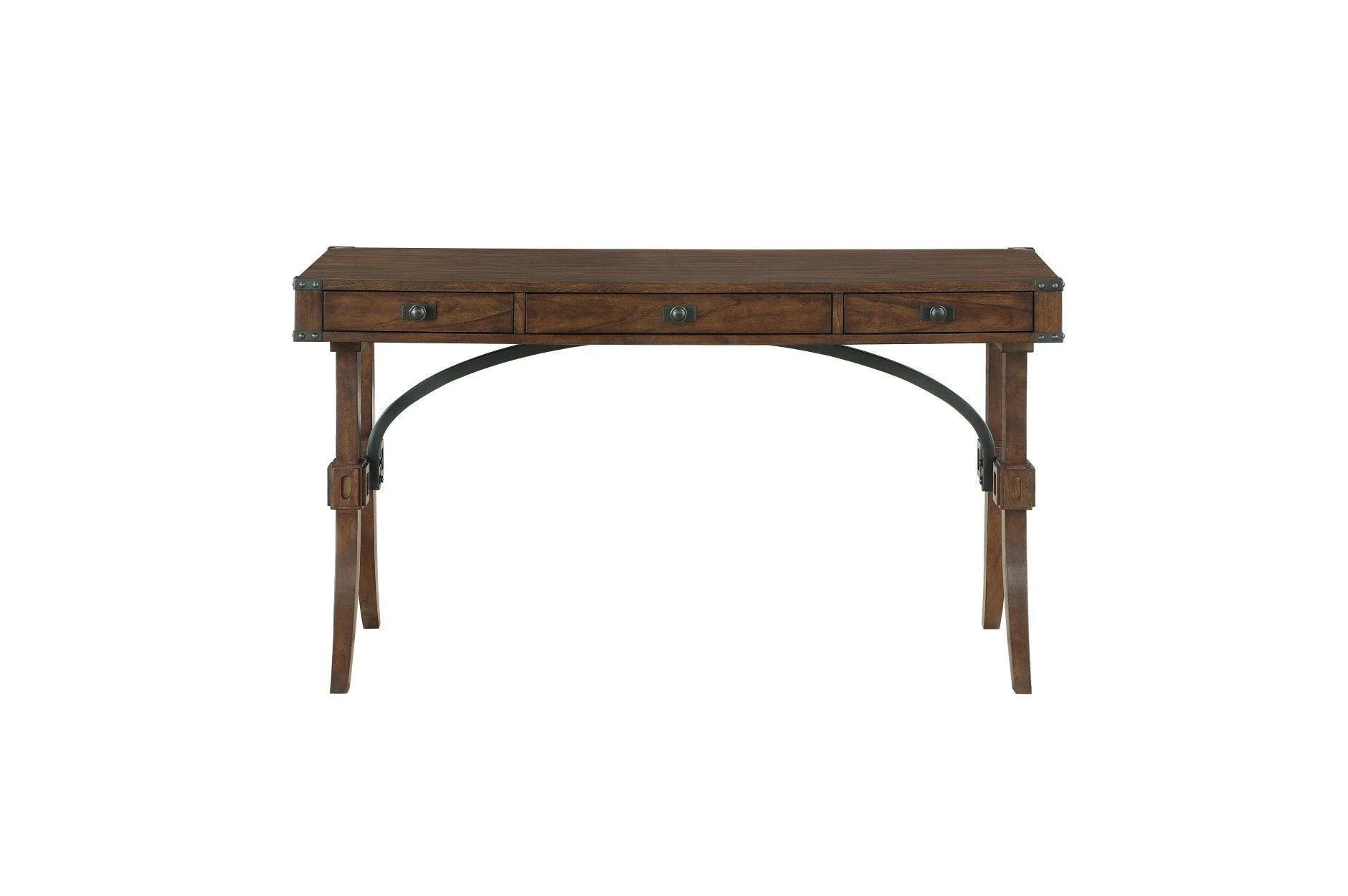 Frazier Park Brown Cherry 3 Drawers Writing Desk - Image 3